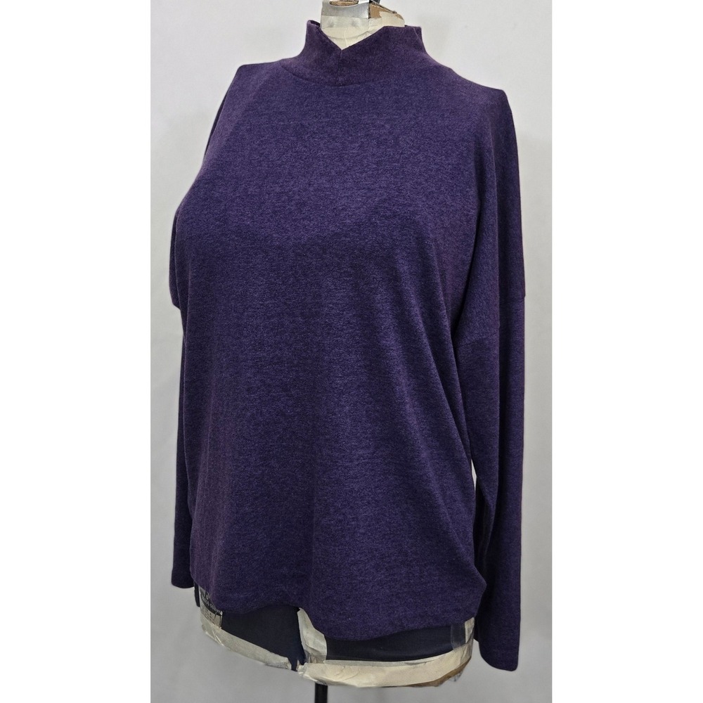 VINTAGE OAKBROOK SPORT MADE IN USA Purple Mock Turtleneck Top M Boxy 90s